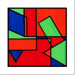 Green Red Blue Orange Geometric Abstract Acrylic Painting Posters and Art